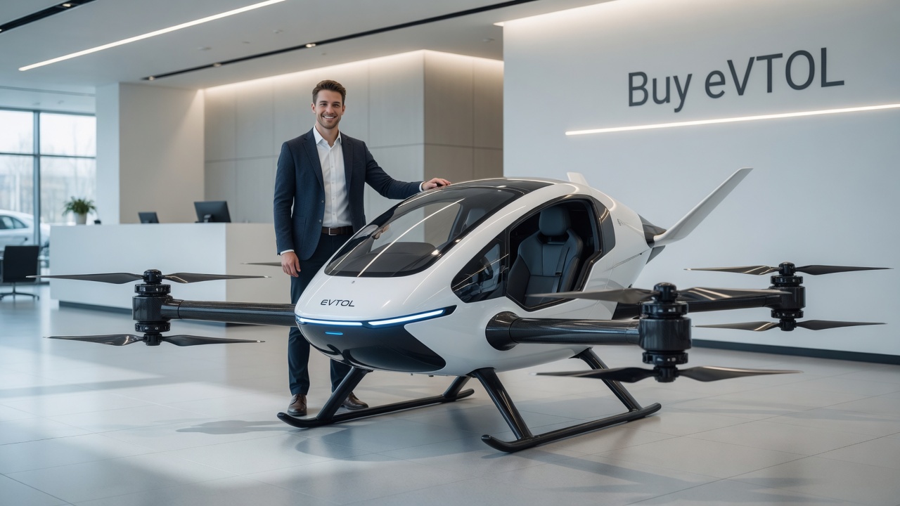 eVTOL aircraft in flight